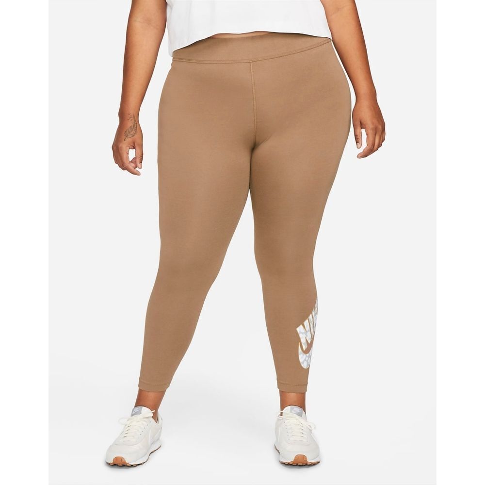 New! NIKE Women's Sportswear Mid-Rise Leggings Active Pants Stretchy Brown